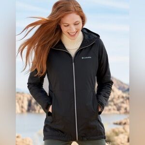 New Columbia Switchback Rain Jacket Waterproof Lined Black Size XS